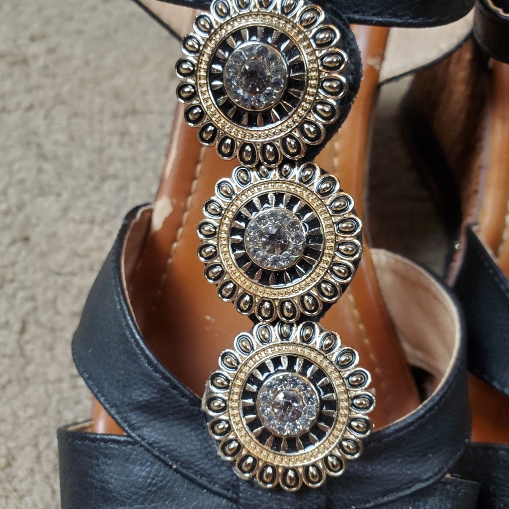 Patricia by Spring Step Satrada-B Medallion Wedge Heel, 41 (U.S. 9.5-10), Black - Picture 5 of 16